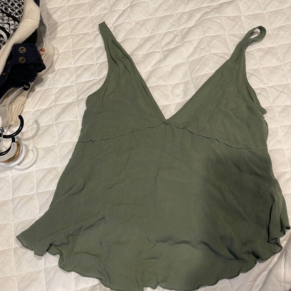 Green deep v front and back tank